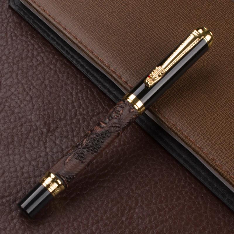 

ROLLER BALL PEN NEW DIKAWEN 891 BROWN AND GOLDEN DRAGON CLIP RICH CROP FLOWER BLOOM 4 STYLE FOR CHOICE BUSINESS BEST GIFT