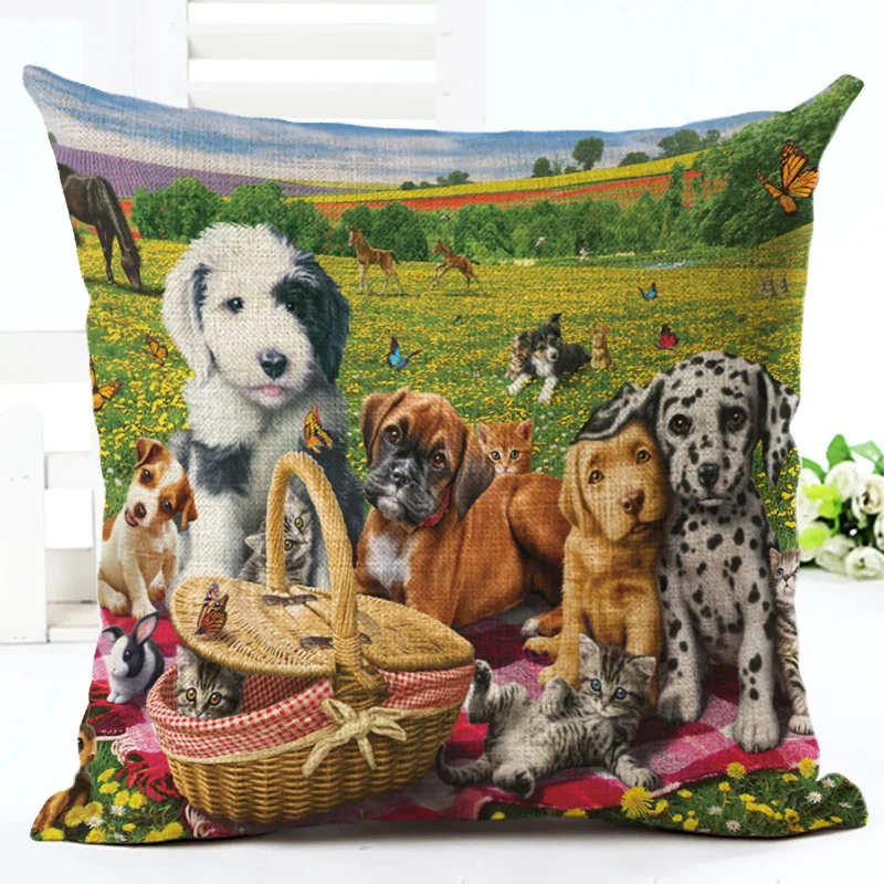 Мультфильм милый собака украшения диванных подушек Cojines Decorativos Para диван 45x45 см