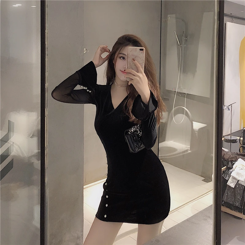 Демисезонный модные брендовые новые для женщин's костюмы Черный bodycon платья