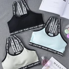 Спортивный укороченный топ, бюстгальтер пуш-ап для бега, йоги, хлопковый с буквами, спортивные топы для женщин, спортивная одежда, однотонный бюстгальтер для фитнеса, женская спортивная одежда