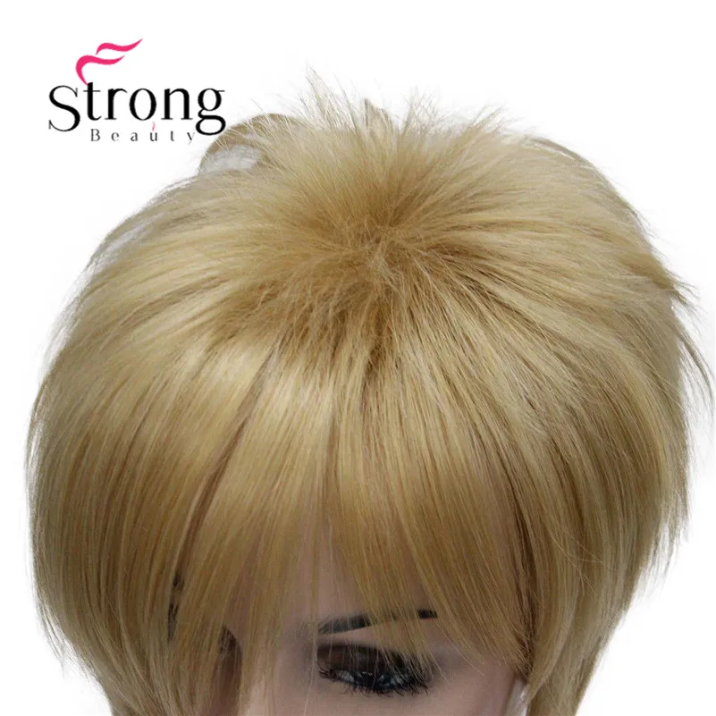 StrongBeauty Асимметричные боковые пряди блондинка короткие прямые синтетические волосы парик выбор цвета