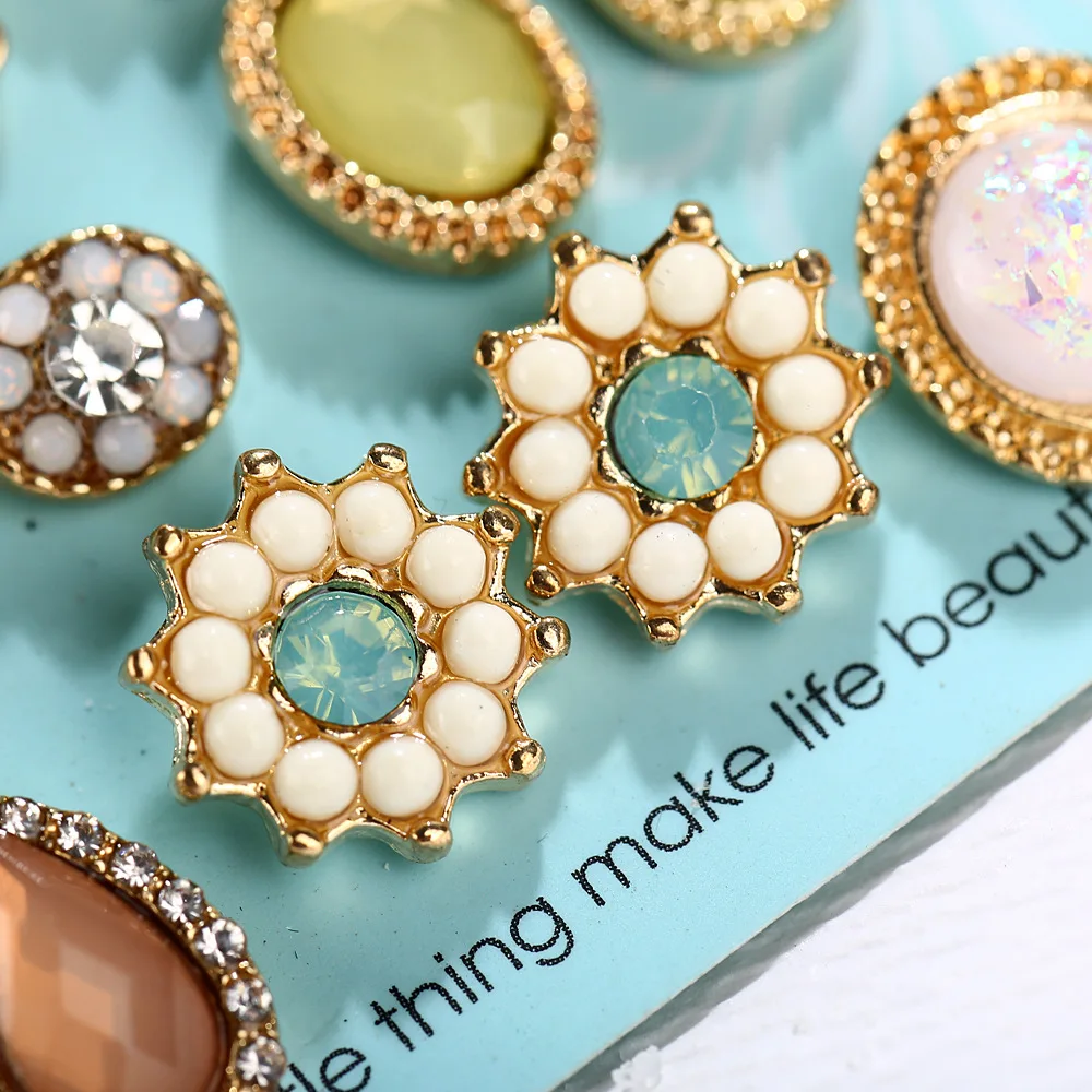 6 пар/компл. серьги-гвоздики с цветочным украшением из Комплект сережек для