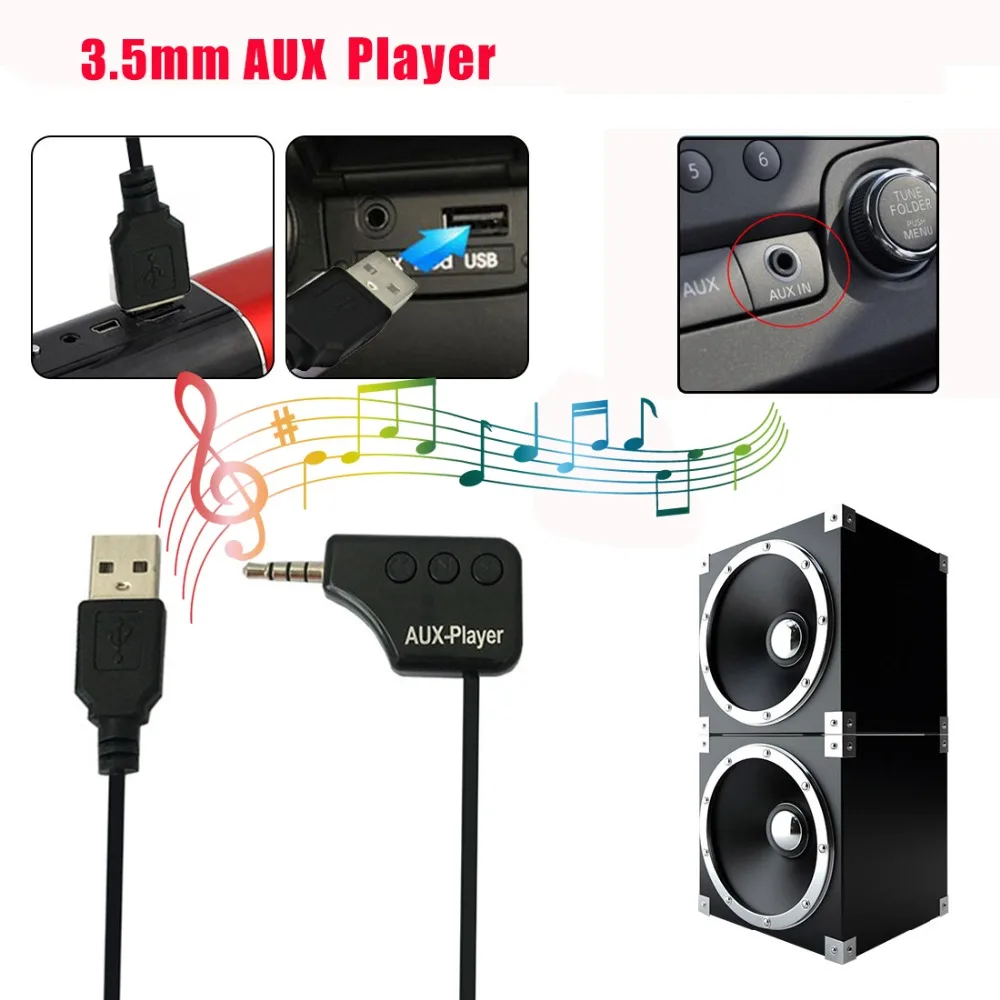 JINSERTA мини беспроводной Автомобильный mp3 плеер 3,5 мм AUX аудио приемник адаптер TF карта памяти Воспроизведение музыки для автомобильного динамика