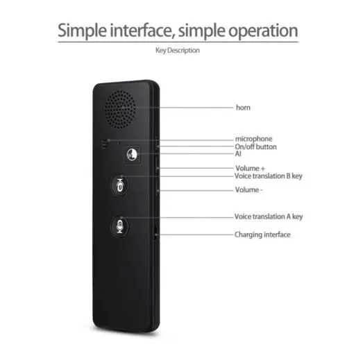 Bluetooth переводчик Интеллектуальный BT4.1 в режиме реального времени перевод языка