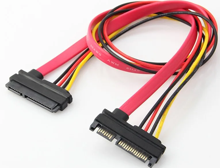 Комбинированный Удлинительный кабель SATA 22 pin (7 + 15) штекер-гнездо передачи данных