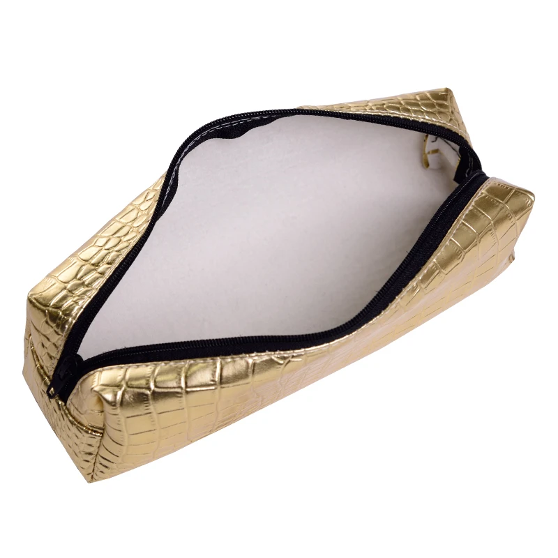 Золотая кожаная косметичка из искусственной кожи Женская дорожная сумка