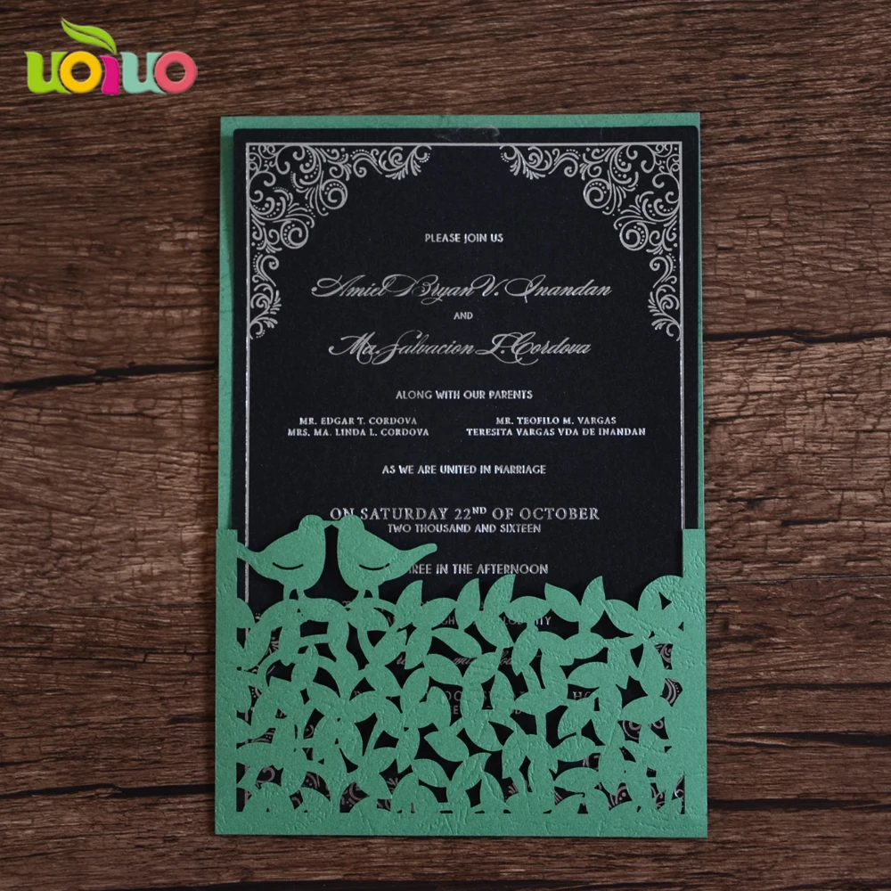 Морские синие птицы 10 шт Образец лазерная резка свадебные пригласительные