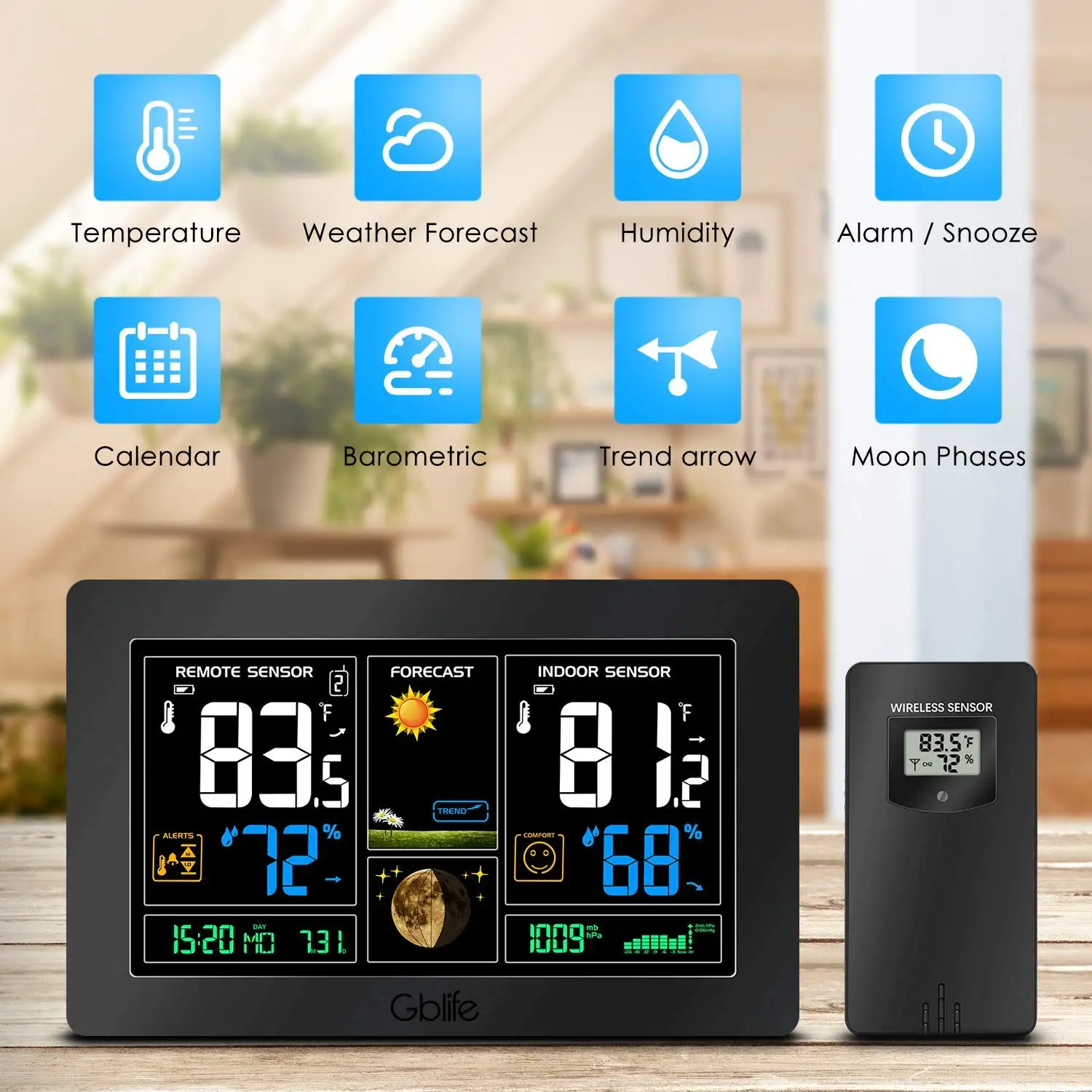 PROTMEX ЕС Plug Беспроводная метеостанция датчик температуры и влажности Красочный ЖК-дисплей погоды RCC часы в/на открытом воздухе