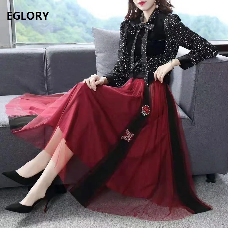 Женский костюм с юбкой в горошек Дизайнерский Костюм высшего класса из блузки