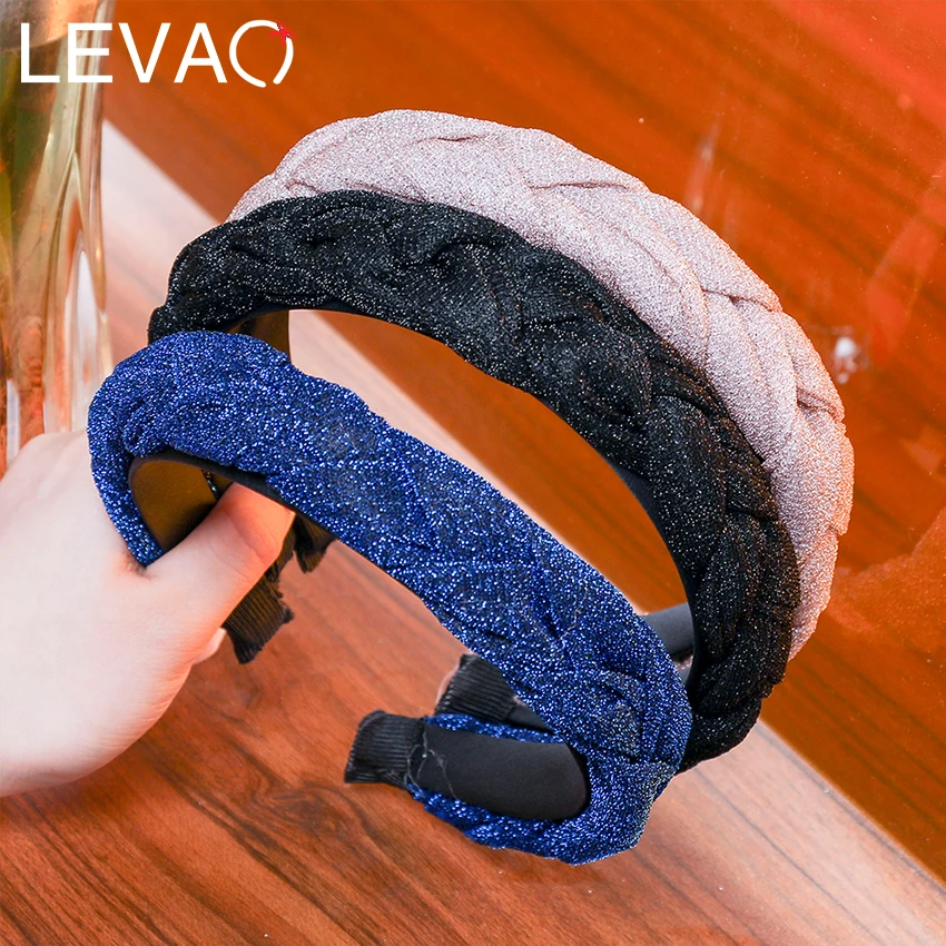Женская плетеная повязка на голову с блестками LEVAO блестящие плетеные головные
