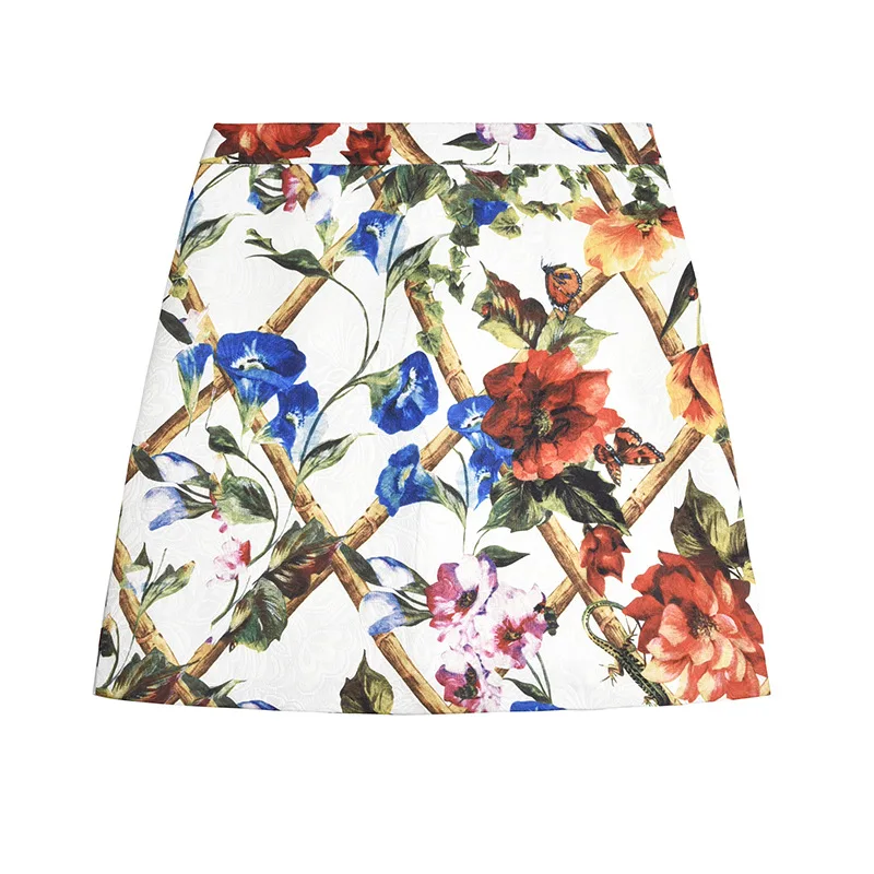 

New style as flower flower print relief texture half skirt A short skirt.