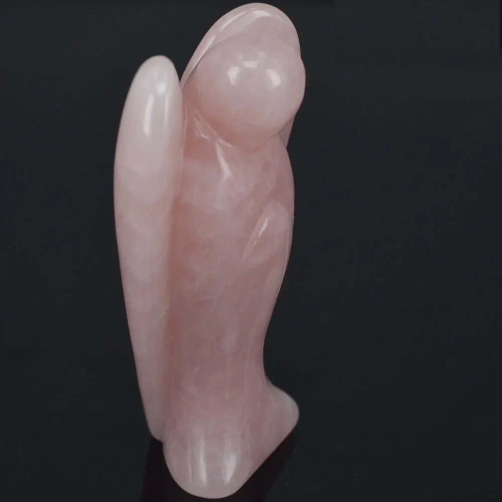 3 дюйма натуральный розовый кварц драгоценный камень резьба ангел счастливые