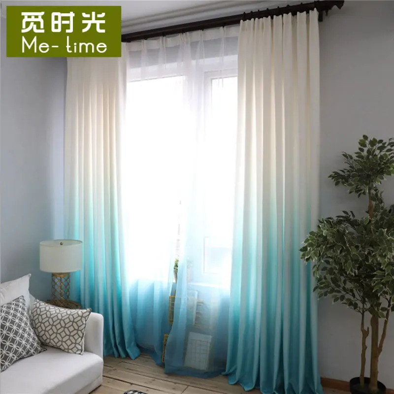 Зеленый градиентный цвет шторы s для гостиной хлопок спальни занавески из