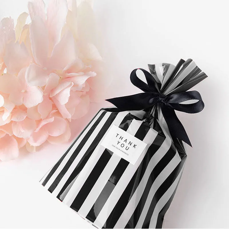 10 шт. полосатая сумка для конфет DIY Baby Shower пластиковые подарочные пакеты для печенья, печенья, закусок упаковочный пакет для выпечки, праздничные вечерние принадлежности