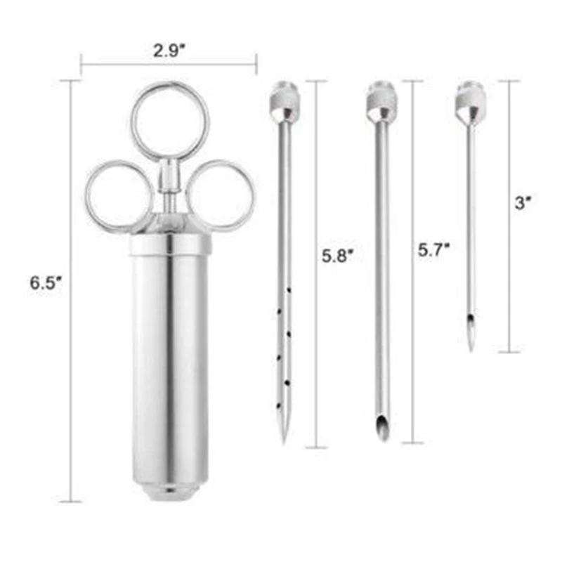 

Stainless Steel Barbecue Syringe 2oz Barbecue Sauce Infection Tool Turkey Chicken Syringe Needle with Cleaning Brush BBQ Tools