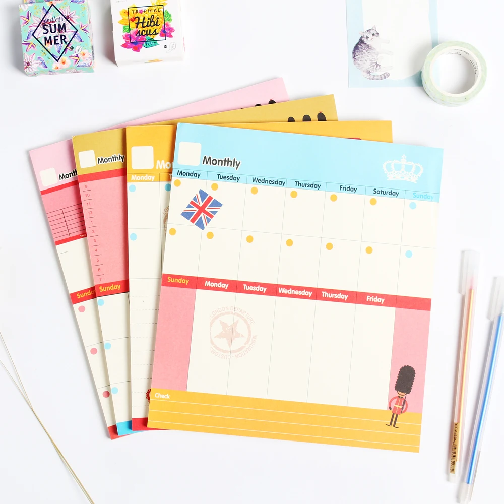 Милый мультфильм английская серия человек стол планировщик блокнот