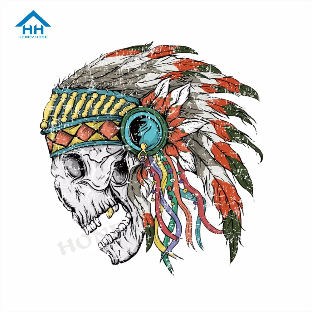 Индийский череп главный гладильные Патчи для Для мужчин белая футболка Класс