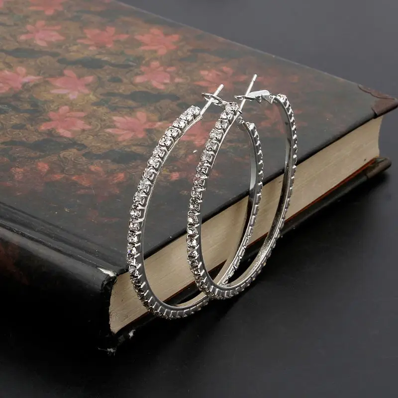 Sparking Rhinestone Crystal Large Circle Hoop Earrings For Women Fashion Jewelry | Украшения и аксессуары