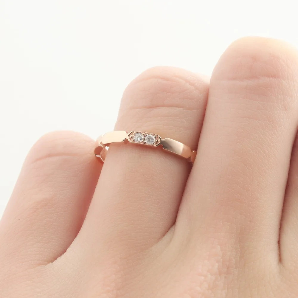 Женское кольцо с натуральным бриллиантом LASAMERO однотонное из розового золота 18 К