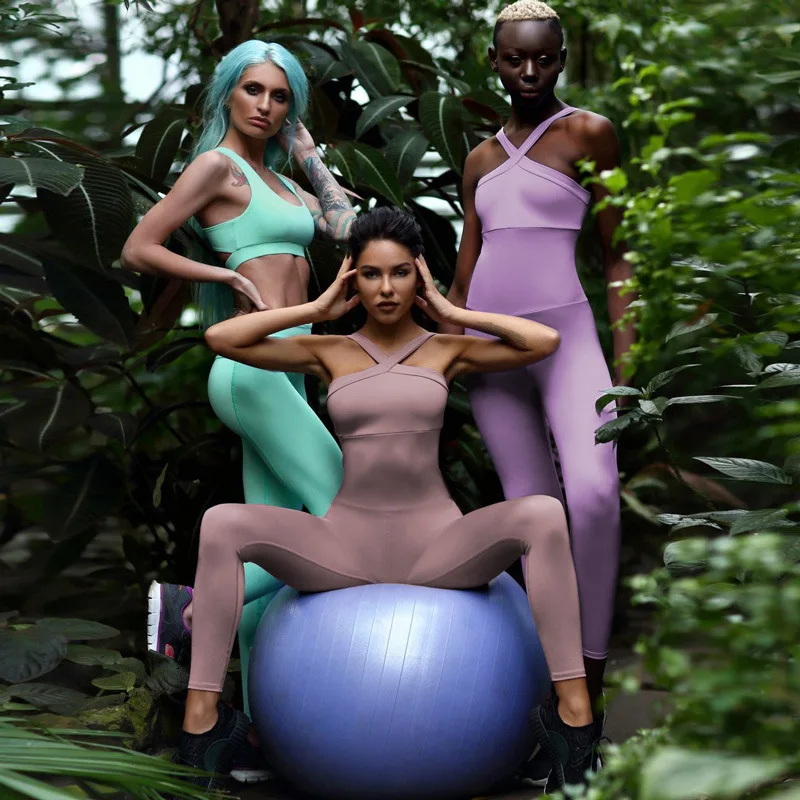 Комбинезон на бретелях со шнуровкой Женский спортивный комбинезон с открытой