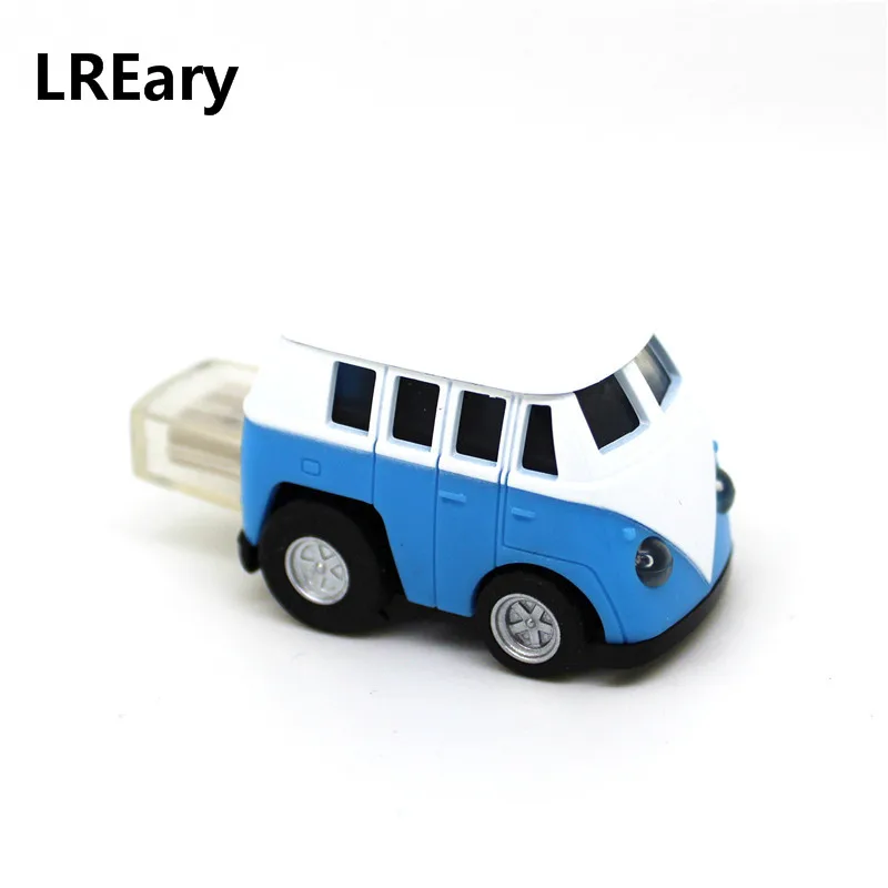 Light blue Милая модель автомобиля T1 RV транспортер автобус ручка привода мини грузовик фургон USB флэш-накопитель 4 г 8 г 16 г 32 г 64 г карта памяти Флешка U диск - Цвет: Light blue