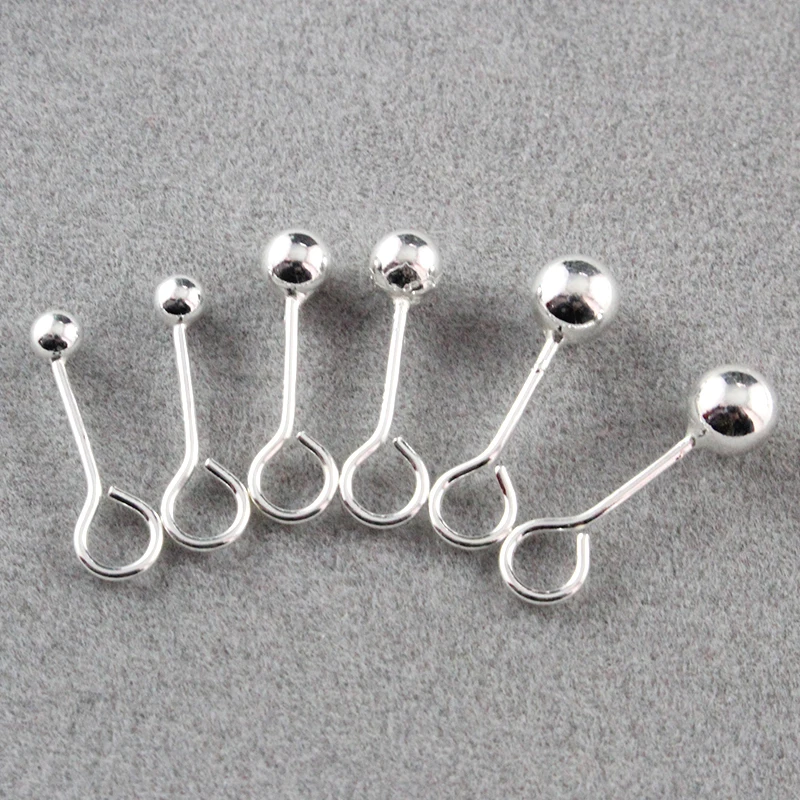 2PCS 3/4/5mm 925 Sterling Silver Ball Post Earring with open ring Stud Earrings Diy Findings | Украшения и аксессуары