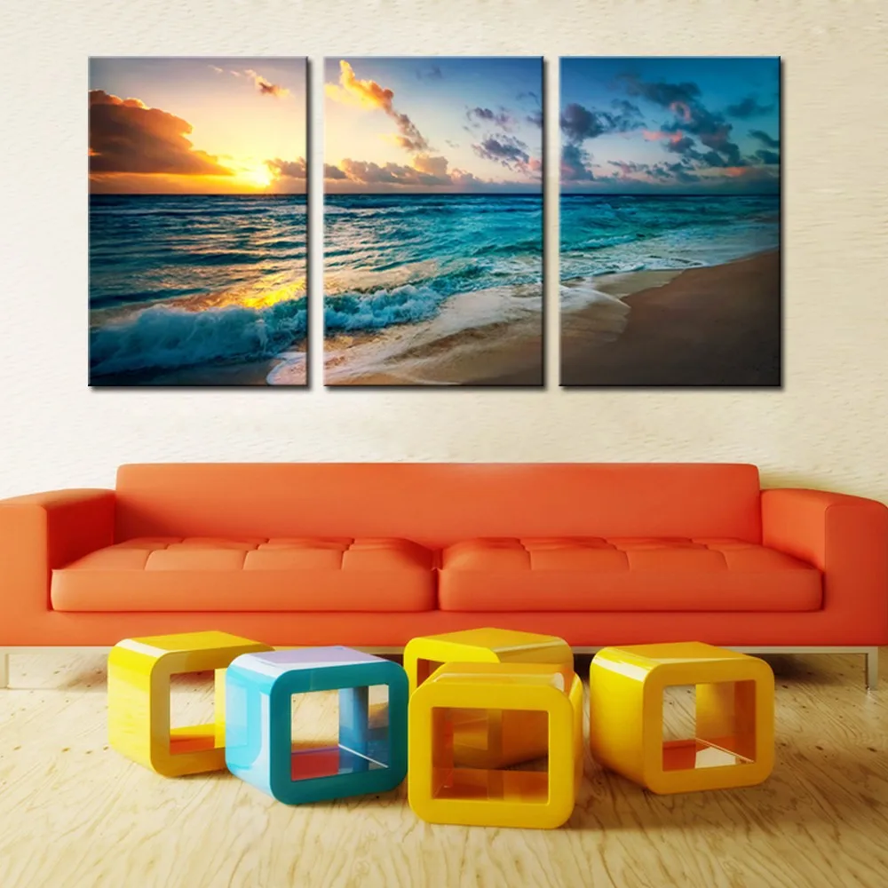 Морской пейзаж печать на холсте современные модульные картины восхода и солнца