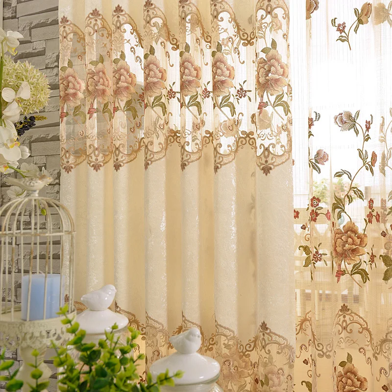 Роскошные Европа вышитые окна Шторы для гостиной плотная шторка в спальню