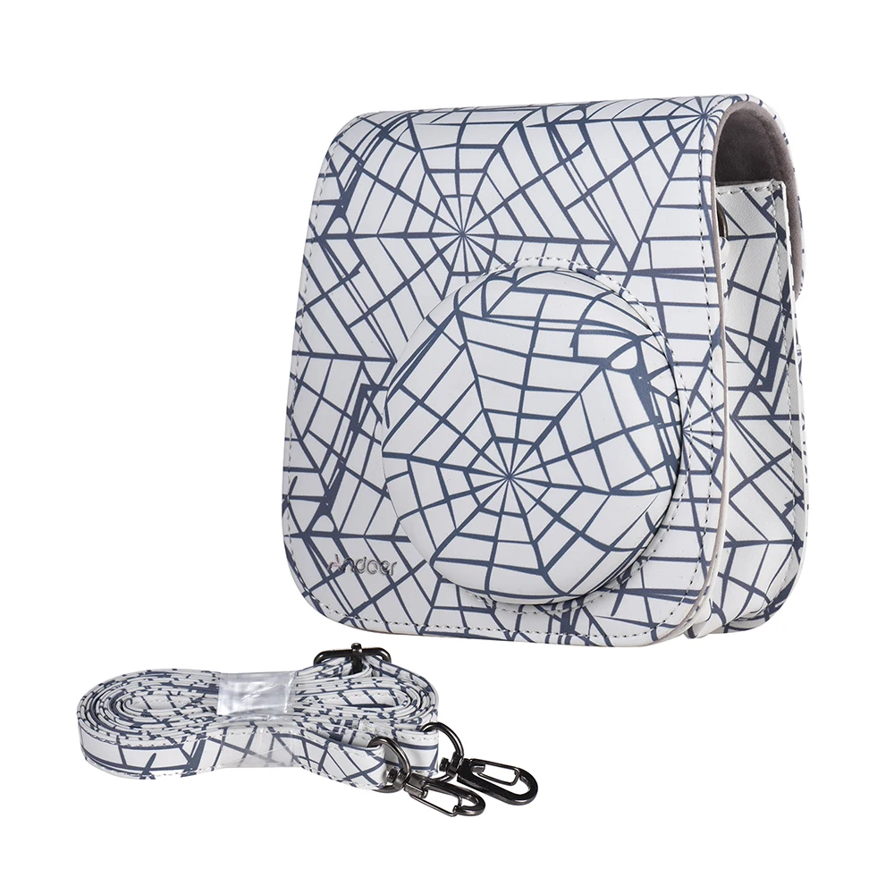 Сумка для камеры через плечо защитный чехол цветной кожаный с лесными узорами