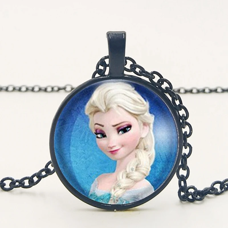 Новая подвеска с Анной подвеской Ge Elsa, ожерелье с изображением героев мультфильмов для девочек, ожерелье с драгоценными камнями, подарок для девочек, цепочка с мультяшным свитером - Окраска металла: Родиевое покрытие