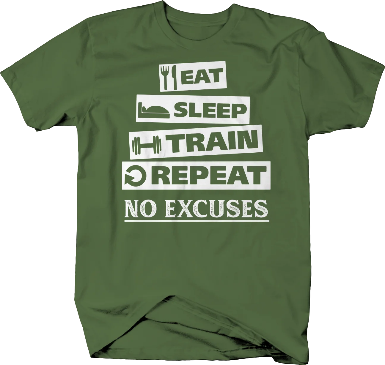 

Eat Sleep Train Repeat No Excuses Workout Gymer T-Shirt Mens T Shirts Fashion 2019