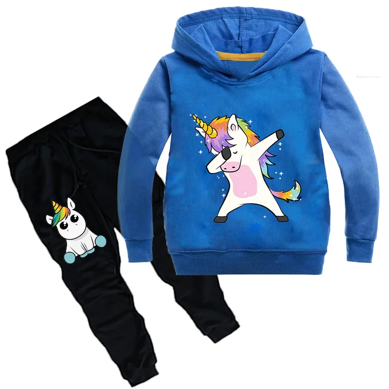 Boys Girls Unicorn Kids Hooded Sweatshirt Pullover Hoodies &amp Long Pants Roblox Cartoon Spring Fall Casual Costumes Outfit Sets | Детская