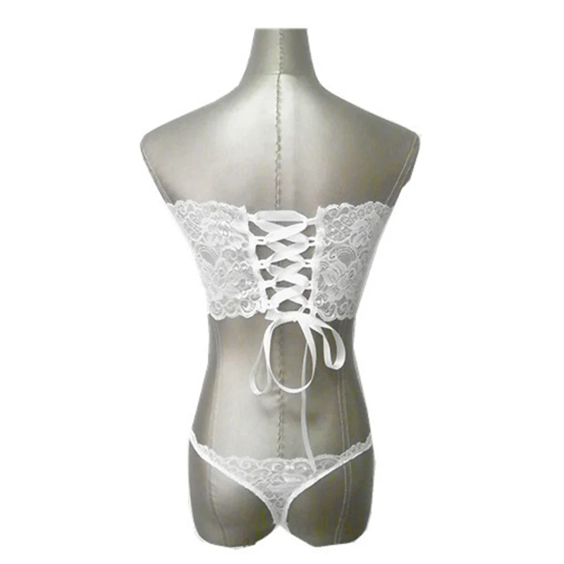 2018 сексуальный белый кружевной бюстгальтер без бретелек наборы
