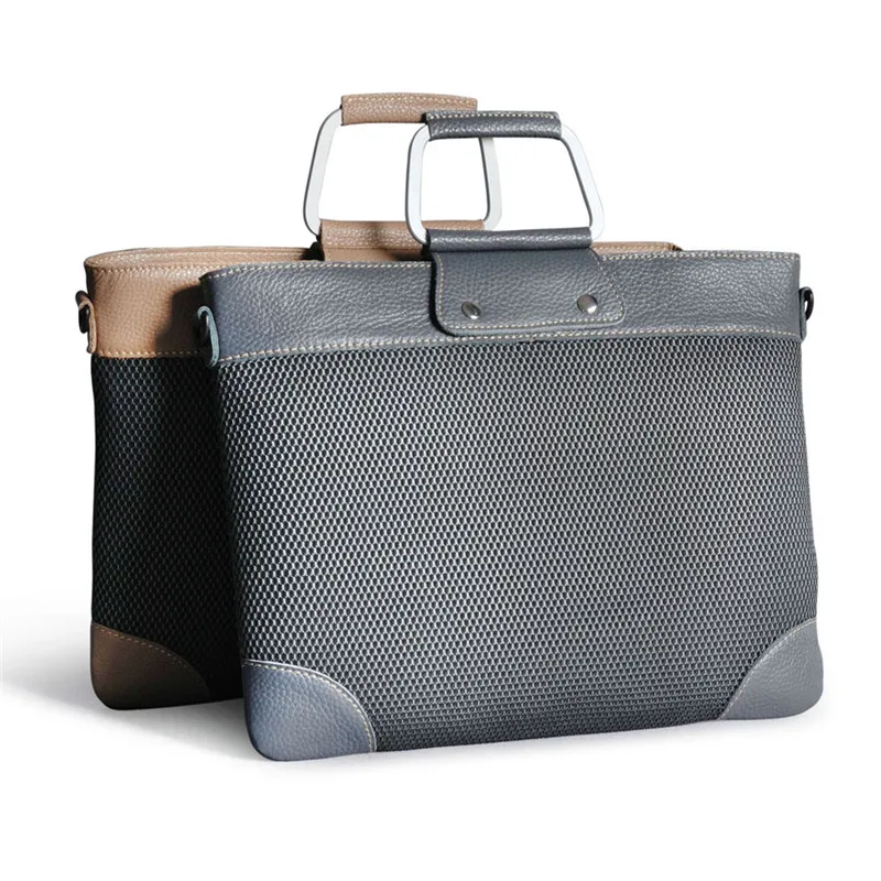 Натуральная кожа Для мужчин Портфели сумка A4 файл посылка металла для ноутбука с