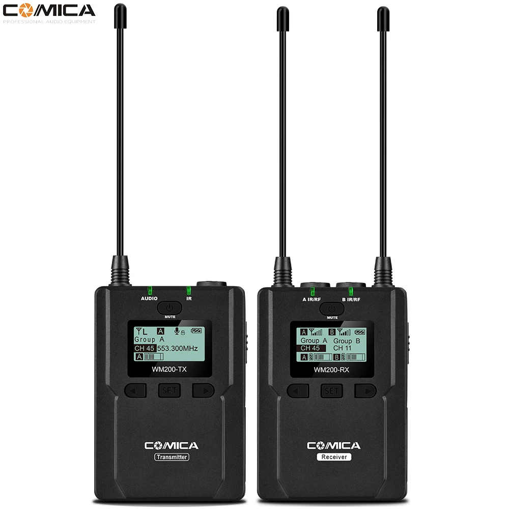 COMICA CVM WM200A/C UHF 96 каналов металлический беспроводной моно/стерео петличный