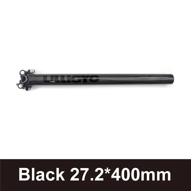 Black 27.2X400mm Ullicyc труба из углеродистого волокна 3 K полностью из углеродного волокна, подседельный штырь для горного велосипеда Красочные горы/дорожный велосипед велосипедные стойки для сидения 27,2/30,8/31,6*350/400 мм - Цвет: Black 27.2X400mm