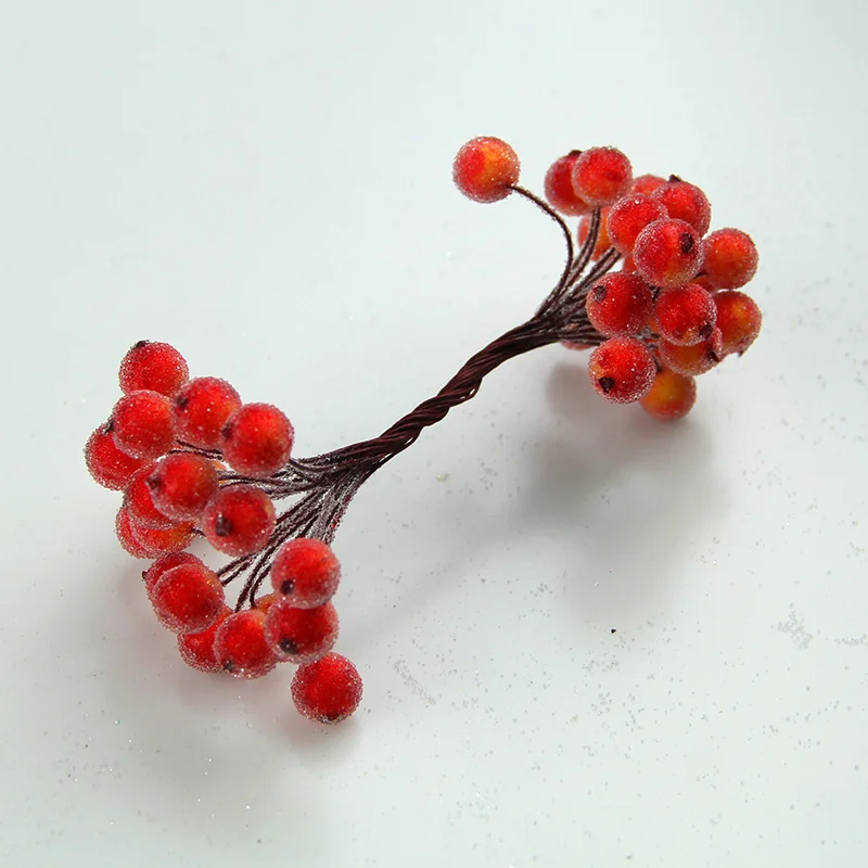 Hawthorn red Букет из красной вишни, искусственный мини-фруктовый цветок, ягоды, рождественские украшения, 20 шт/40 голов - Цвет: Hawthorn red