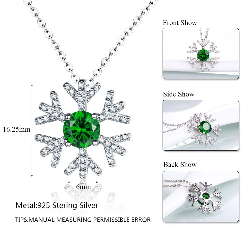 DOUBLE R классика снежинка созданная изумрудом подвески настоящее Твердое Серебро