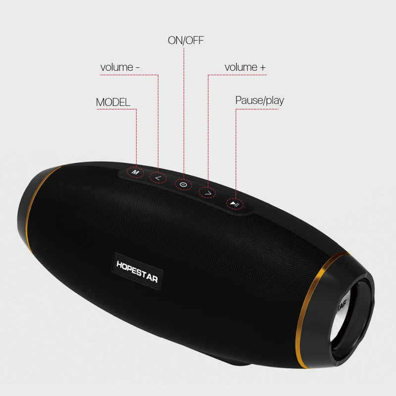 

Hopestar Rugby Waterproof Bluetooth Speaker Super Bass Stereo Vibration Speakers Subwoofer MP3 Player AUX Portable Loudspeakers