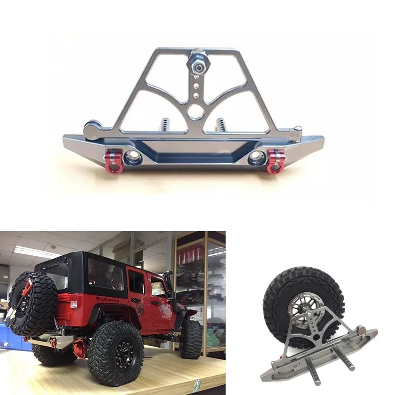 

1/10 Rock Crawler Car Axail SCX10 Rear Bumper with Spare Tire Rack Winch Hook 100% brand new and high quality Easy to install