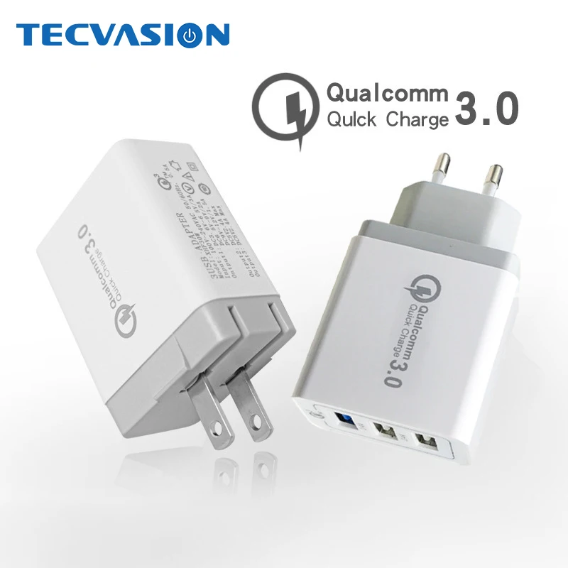 Быстрое зарядное устройство с 3 портами для планшетов QC 0 12 Вт 5 В а USB Samsung Huawei Xiaomi