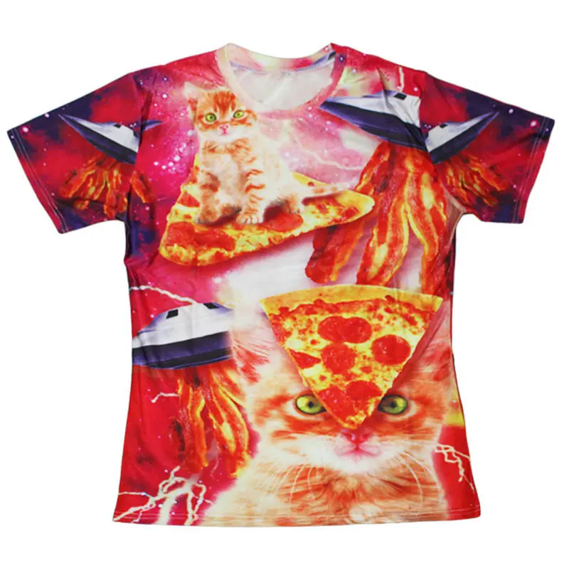 Футболка женская с 3D принтом кота милая Повседневная рубашка коротким рукавом