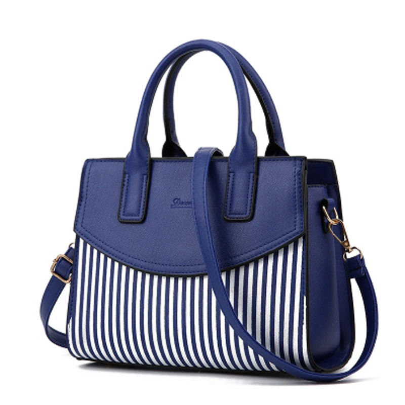New Arrival Fashion Women Handbags Shoulder Bags PU Leather Striped Black Top-handle Female Messenger Bag | Багаж и сумки