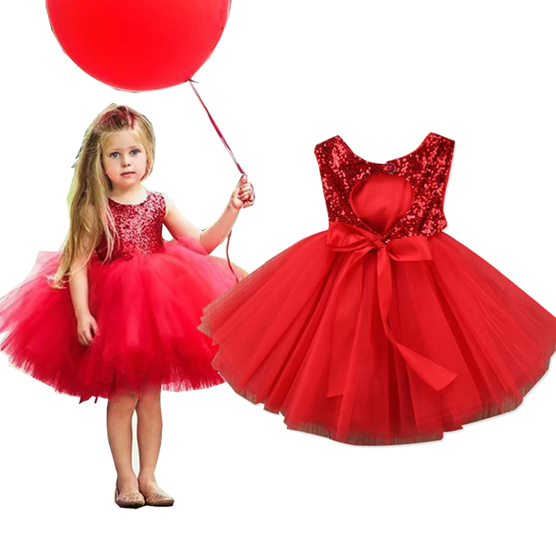 Children Girl summer dress red black sequin kids dresses for girls toddler girl princess party wedding Formal Clothes | Детская одежда