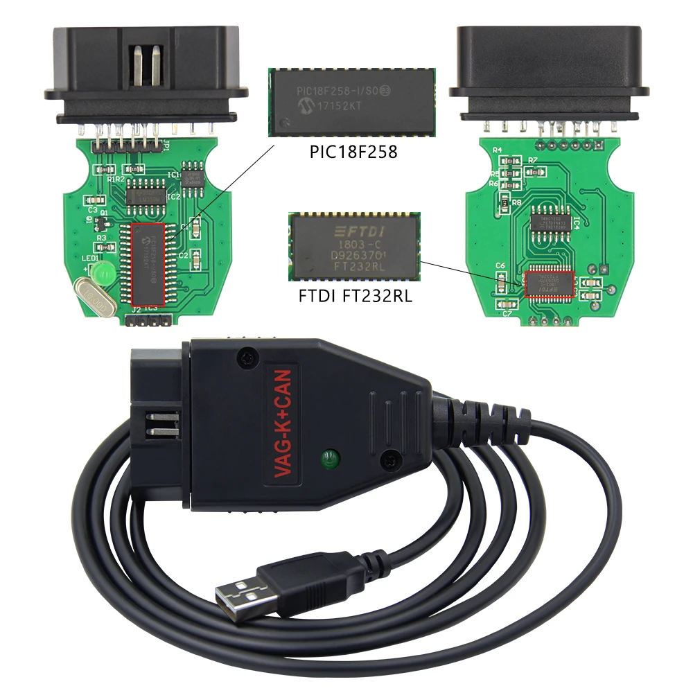 VAG K+ CAN Commander 1,4 с FTDI FT232RL PIC18F258 OBD2 диагностический инструмент VAG v 1,4 commander k+ can Line диагностический кабель
