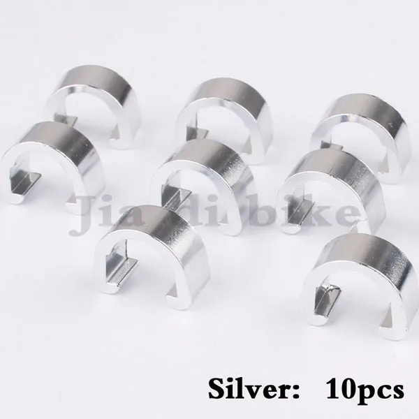Silver10pcs MUQZI 10 шт. MTB велосипедная Рама u-образная Пряжка для тормозного кабеля Корпус шланга переключатель кабеля Направляющие кнопки стационарная труба зажимы - Цвет: Silver10pcs