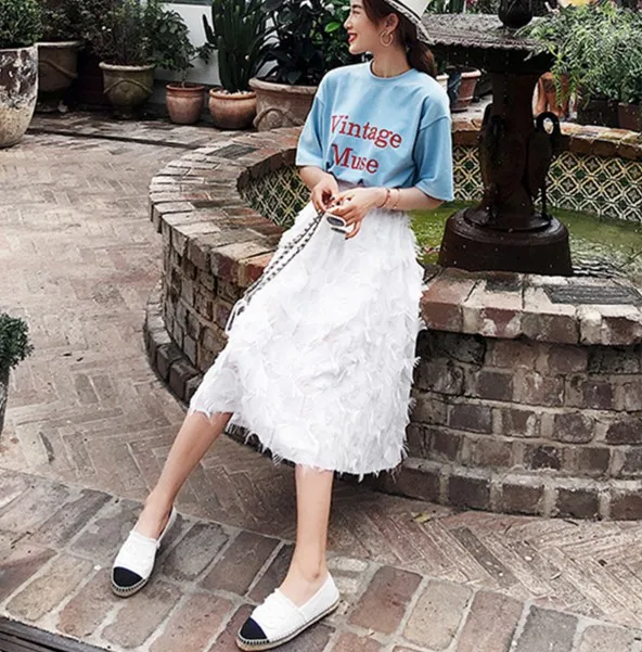 Женские юбки с кисточками и перьями элегантные плиссированные эластичной талией