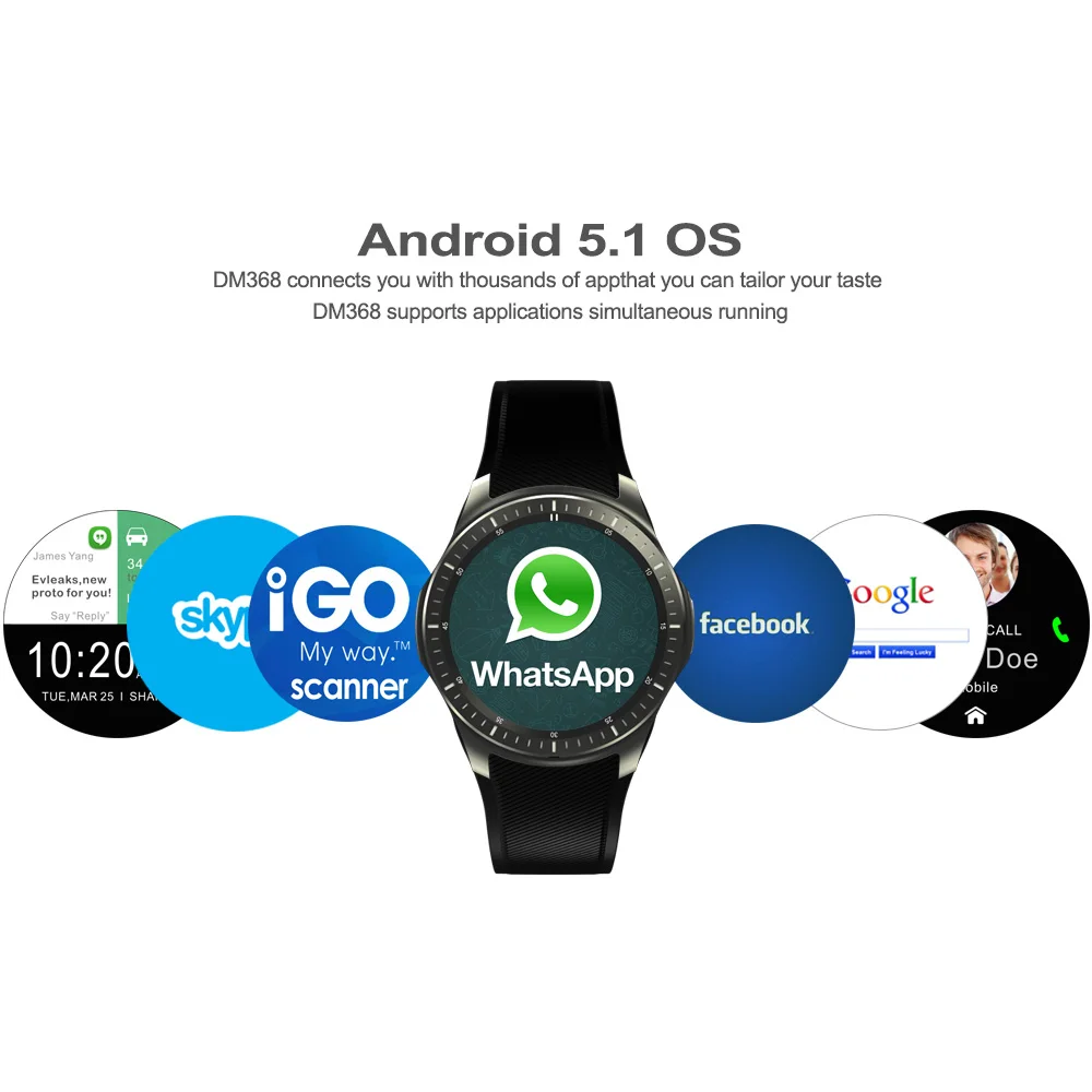 Время владельца DM368 WIFI Смарт-часы телефон Android 5 1 SIM GPS часы сердечного ритма музыка