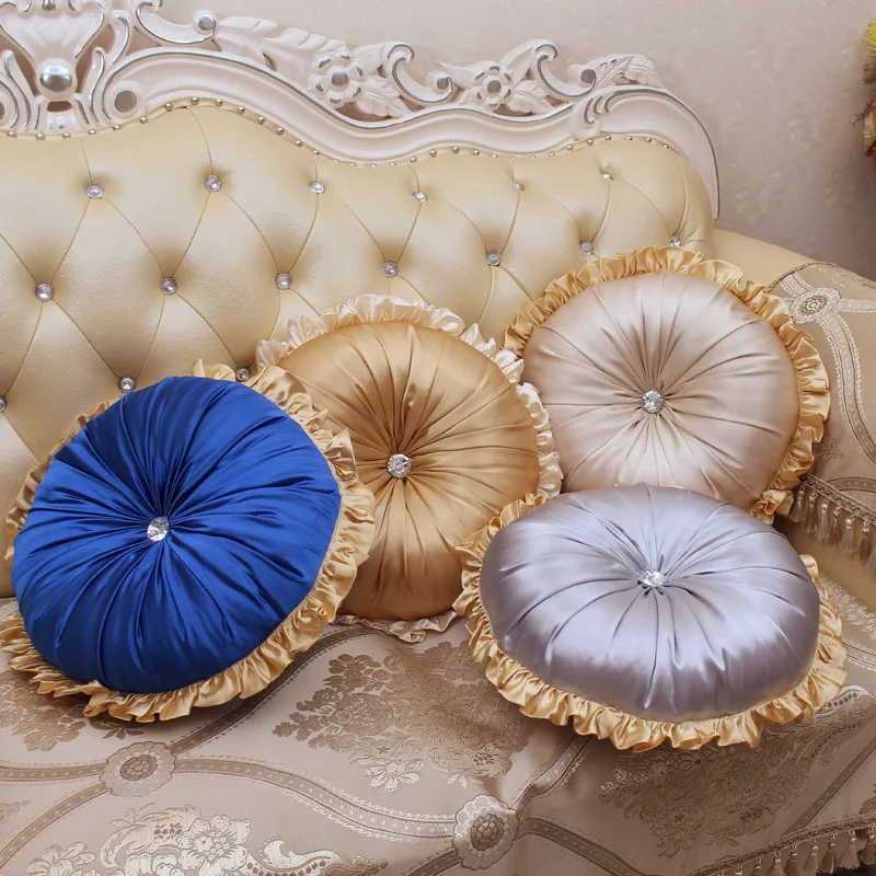 

2018 creative round satin pillows modern cushions throw pillow sofa chair round capa de almofada home textile funda cojines dec