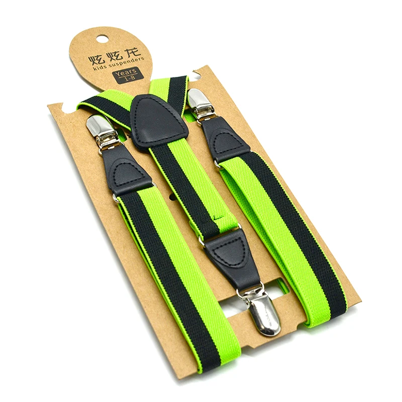 Полосатые подтяжки для детей 3 зажимы на черный брюки из полиуретана Tirantes модный